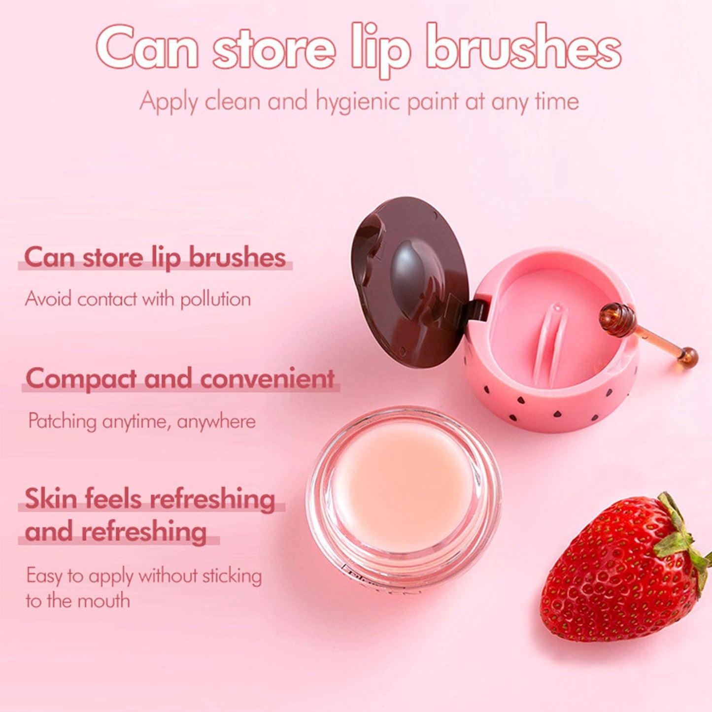 TUHOWEWZ Honey+Strawberry Balm Lip Mask Set, Moisturizing Lip Care With Natural Oils for Day & Night, Repair Honey Bee Lips Balm Reduce Lip Lines & Wrinkle