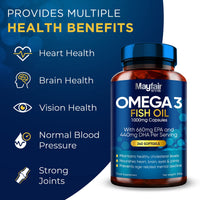 Mayfair Nutrition Omega 3 1000mg Capsules - 240 Fish Oil Tablets with 660mg EPA & 440mg DHA per Daily Serving - Supports Heart, Vision, & Brain Health - 4 Months Supply - Made in UK…