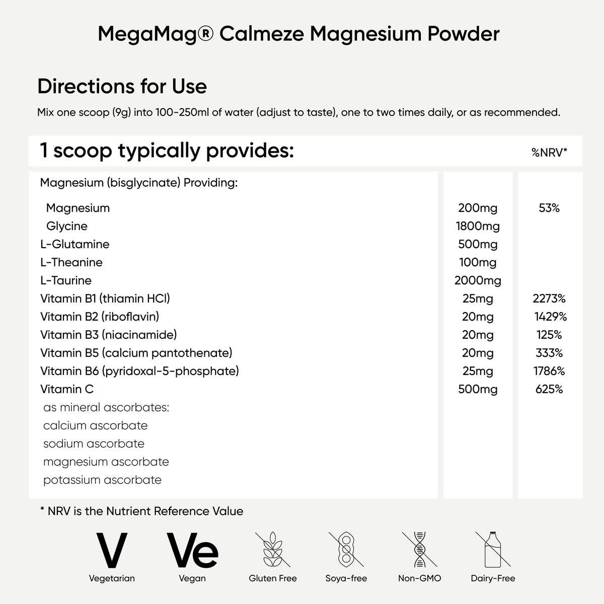 Nutri Advanced MegaMag Calmeze Magnesium Glycinate Powder - Supports The Nervous System, Helps Balance The Effects of Stress & Tiredness - Orange, 30 Servings