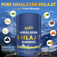 Deepure Pure Himalayan Shilajit Gold Gummies - Vegan Formula with Fulvic Acid and 85+ Trace Minerals for Vitality and Energy Support (60 Individually Wrapped Gummies)