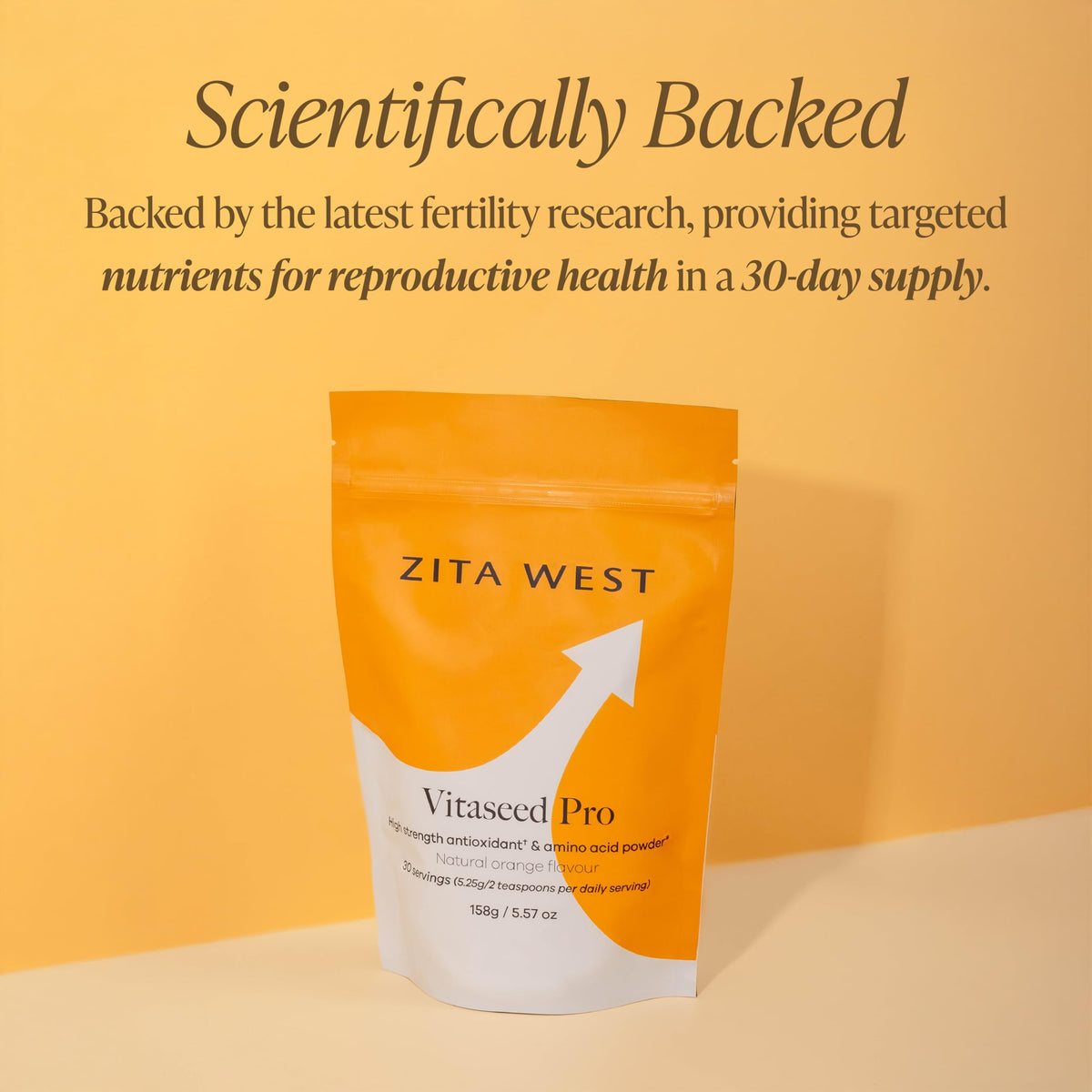 Zita West Vitaseed Pro – Male Fertility Supplement Powder with Antioxidants & Amino Acids – Supports Reproductive Cell Count, Motility & Energy - 30 Servings (1 Month Supply)