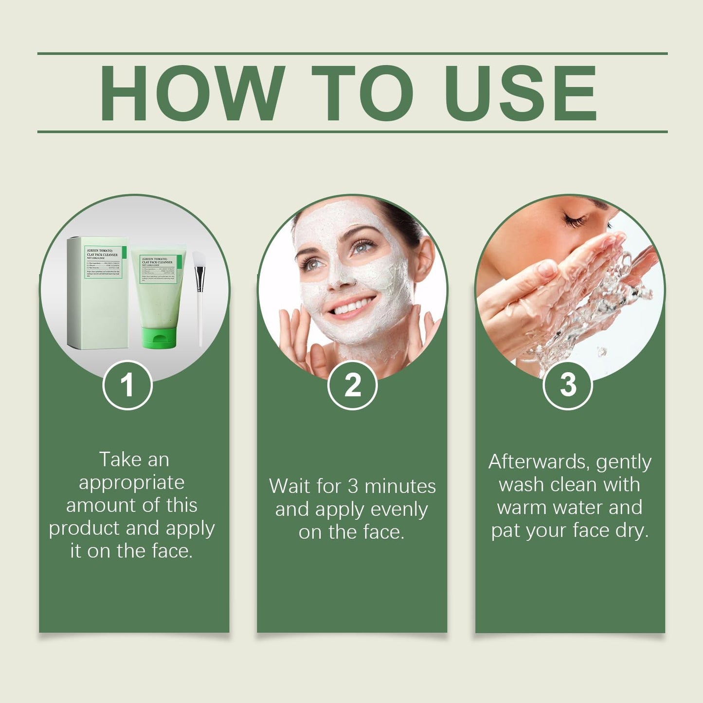 LaluluTek Pore-Clearing Green Tomato Clay Mask with Extract. Deep Cleanses, Dries Skin, & Unclogs Pores for Smooth, Clear Skin. 120ml