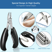HEYMKGO 9 in 1 Professional Toenail Clippers for Thick or Ingrown Nails, Heavy Duty Podiatry Tools for Men and Women