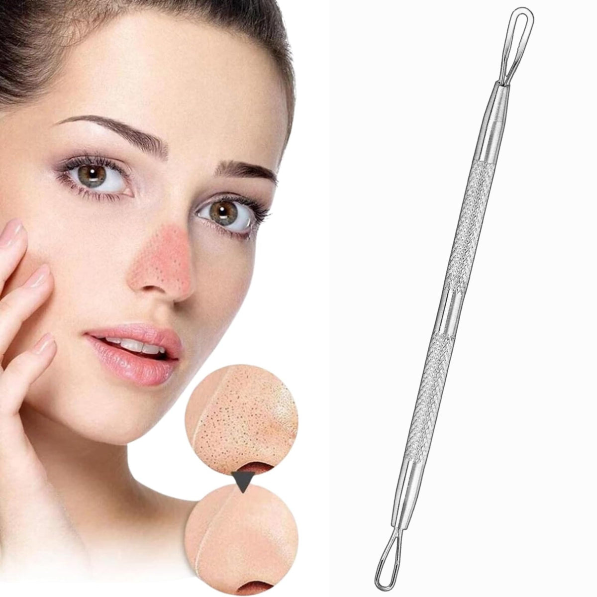 Glamified , glam Glamified Blackhead Remover Professional Skincare Spot Treatment Blackhead Remover Tool for Blemish Comedone Whiteheads Pimple Popper with Double Sided Soft Touch and Anti-Slip Design