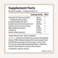 VITAVERUS Glucosamine Complex with Boswellia, Chondroitin, Turmeric, MSM & Quercetin, 90 Capsules