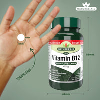 Natures Aid Vitamin B12, Methylcobalamin, One-A-Day, Cherry Flavour, 180 Tablets