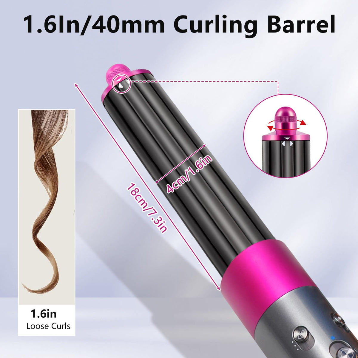 Chuancheng 40mm/1.6inch Long Curling Barrels Attachments for Dyson Airwrap HS01 HS05 HS08 Styler, Hair Curl Barrels Replacement Parts, Rose Red