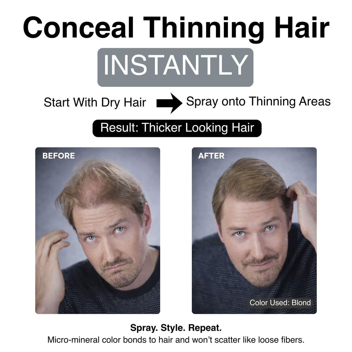 MANE Mane Micro-Mineral Hair Thickening Spray & Root Touch Up Spray, Instant Volume & Root Cover Up for Thinning or Fine Hair, Lightweight Buildable Coverage for Men & Women, Dark Brown, 200 ml
