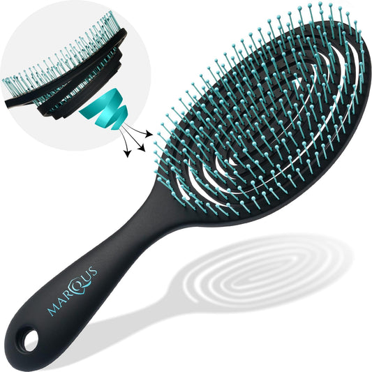 marQus Detangle Hair Brush women and men, Exclusive Ultra-soft bending Bristles and Body - Glide Through Tangles With Ease For All Hair Types - Women, Men, Wet And Dry Hair, 1pcs Turquoise Brush