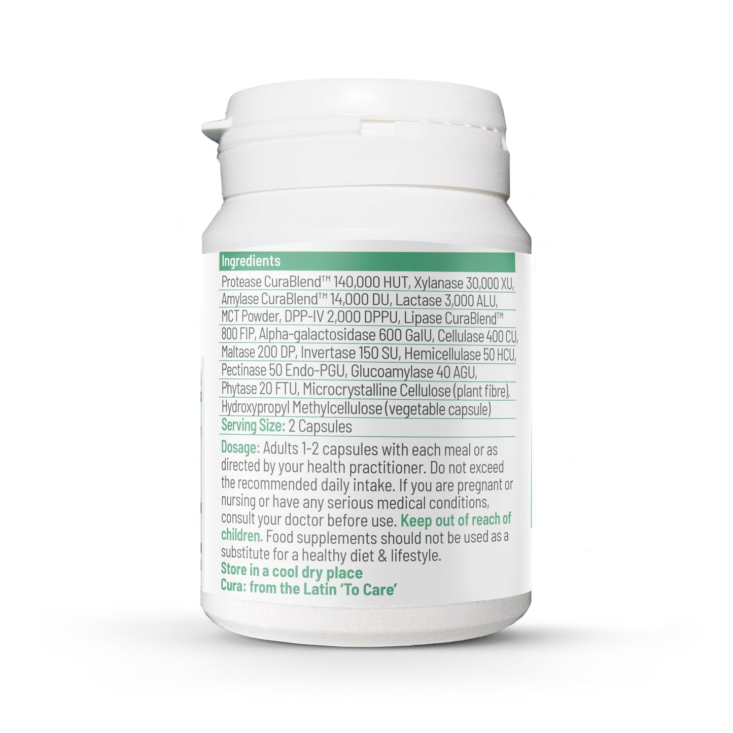 Cura Nutrition CuraZyme Tolerance 30 Capsules | Digestive Enzyme Nutritional Supplements | Vegan Digestive Enzymes Complex | Protease, Amylase, Lactase Enzyme Tablets