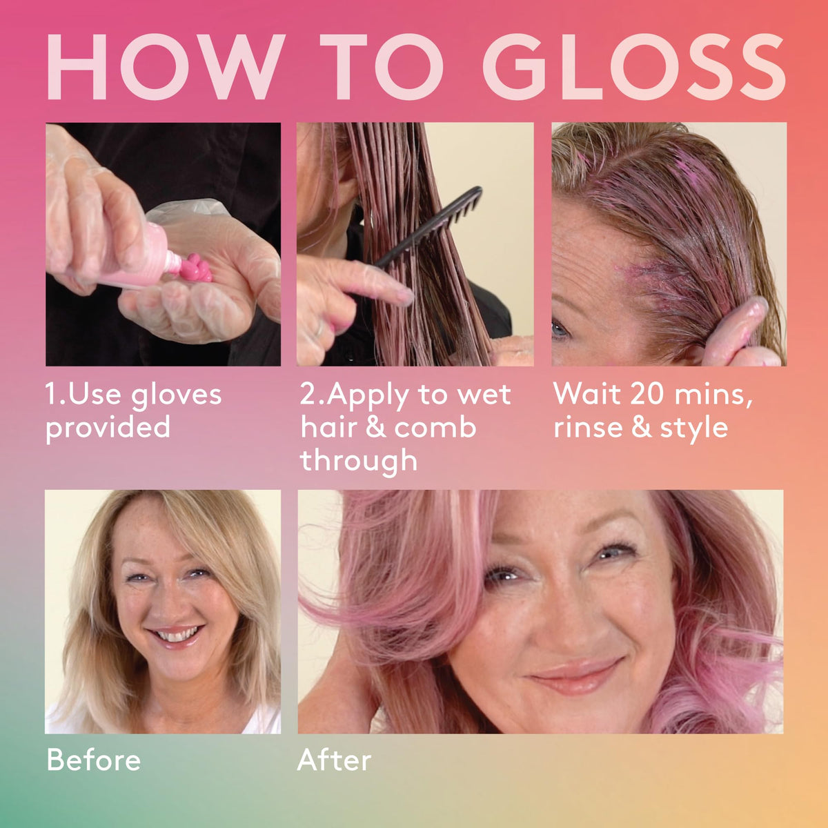 Josh Wood Colour Josh Wood Hair Gloss (Pink) - Semi-permanent gloss refreshes and conditions hair colour - Lasts up to 6 washes - 100% Vegan - Cream (100ml)