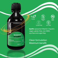 Lipolife lipolife LVC1 Liposomal Vitamin C Liquid 240ml (Pack of 2) High Strength - 96 Days Supply, No Tablets, Clinically Proven Higher Absorption, Gluten-Free, Vegan, Immune & Collagen Support Supplement