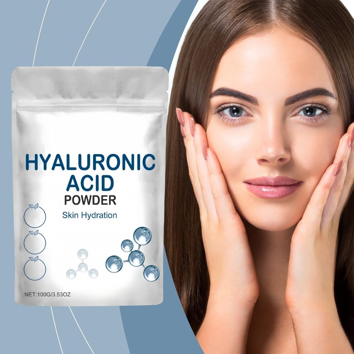 Hyaluronic Acid Powder,Natural Hyaluronic Acids Serum,Hyaluronic Acid Powder Serum,Hyaluronic Ac/id Pow/der for Skincare,Diy Facial Serum,Hyaluronic Ac/id Moisturizer,Water-Soluble for Skin Moisture