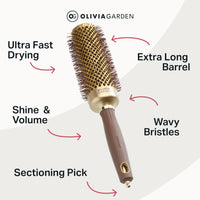 Olivia Garden Expert Blowout Speed – Gold & Brown - 45 - Ceramic Coated Round Brush with Extra Long Barrel for 25% Faster Blowouts