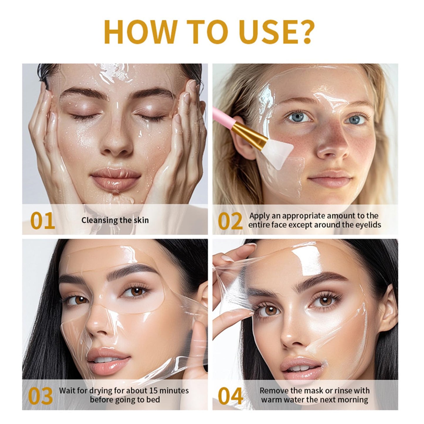 Shefave Turmeric & Collagen Night Wrapping Mask, Collagen Mask Overnight Peel Off Face Mas K – Hydrating, Firming & Revitalising For Glowing Skin, Korean Skincare