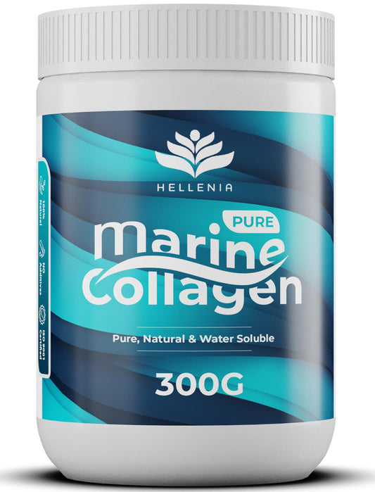 Pure Hydrolysed Marine Collagen Powder 300g | Natural | Unflavoured | Type 1 and 3 Marine Collagen Peptides | All 9 Aminos | Naticol Branded Peptides | 60 Servings - Made for Hellenia