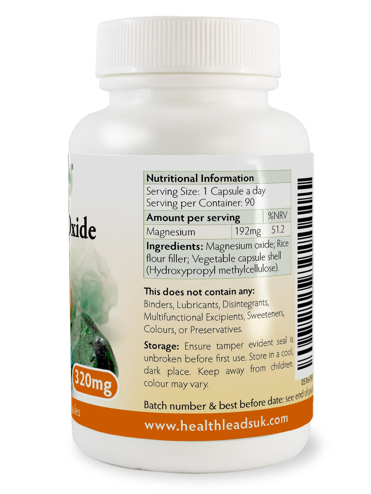 Health Leads ...Working With Nature Magnesium Oxide 320mg x 90 Capsules