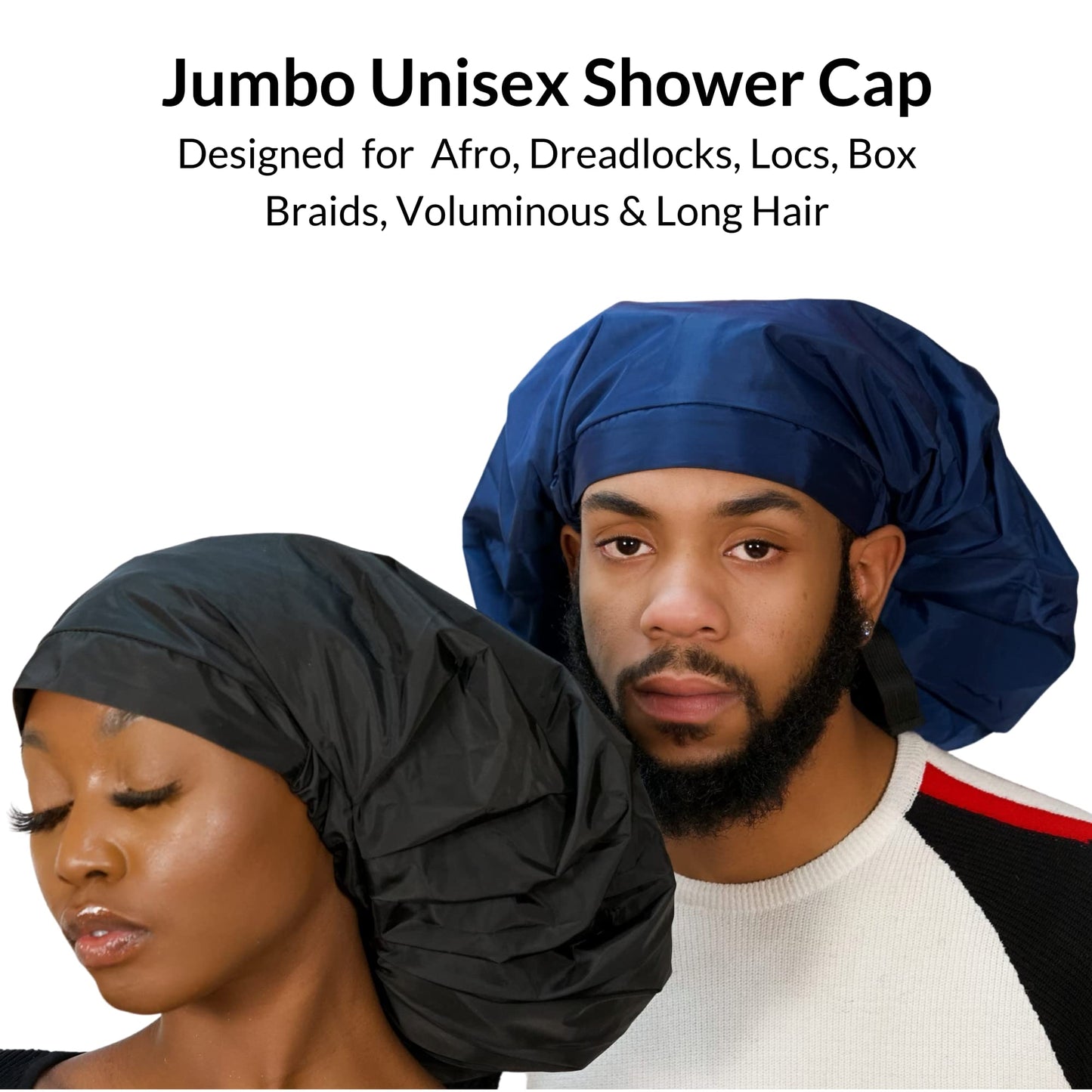 TTAT Try This an That TTAT Shower Cap Jumbo Size for Men & Women With Afro, Long Dreadlocks, Locs, Box Braids, Voluminous & Long Hair, Waterproof, Washable, Reusable & Adjustable