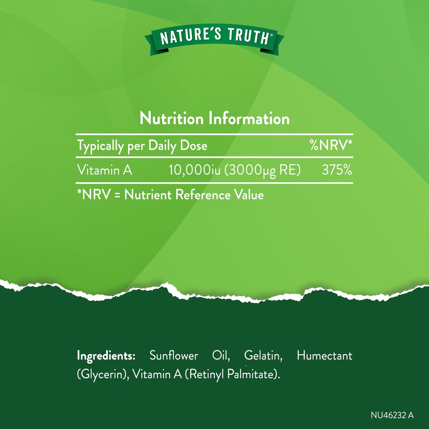 Vitamin A Capsules 10,000IU | High Strength Supplement | Retinyl Palmitate | 60 Softgels | Nature's Truth