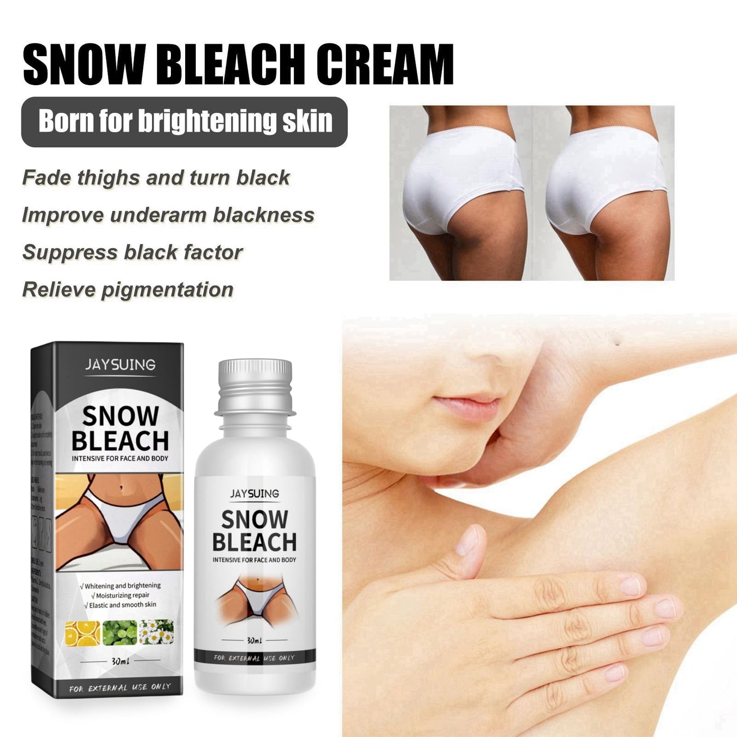 AINxtolm 2PCS Skin Bleaching Cream,Skin Lightening Cream,Snow Bleach Cream,Underarm Whitening Cream for Private Part,Whitening Cream for Body,Inner Thigh Lightening Cream,Under Arm Whitener Even Skin Tone