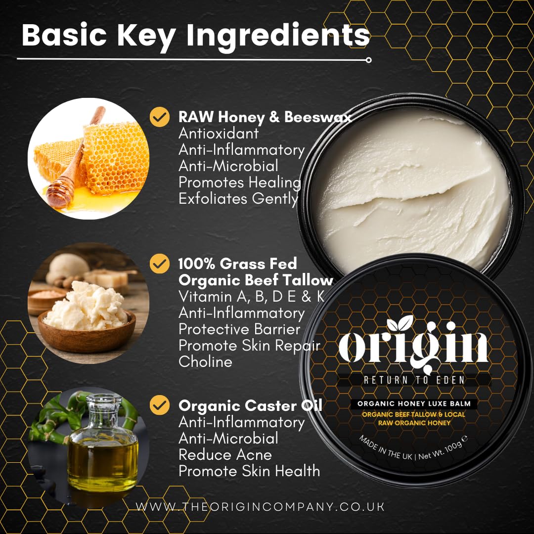 Generic Whipped tallow honey balm. Honey balm and Tallow Skin Care. Barrier skin food for dry skin, acne, eczema, rosacea, menopause. Body lotion, hand and face cream. For adults and baby. All skin types