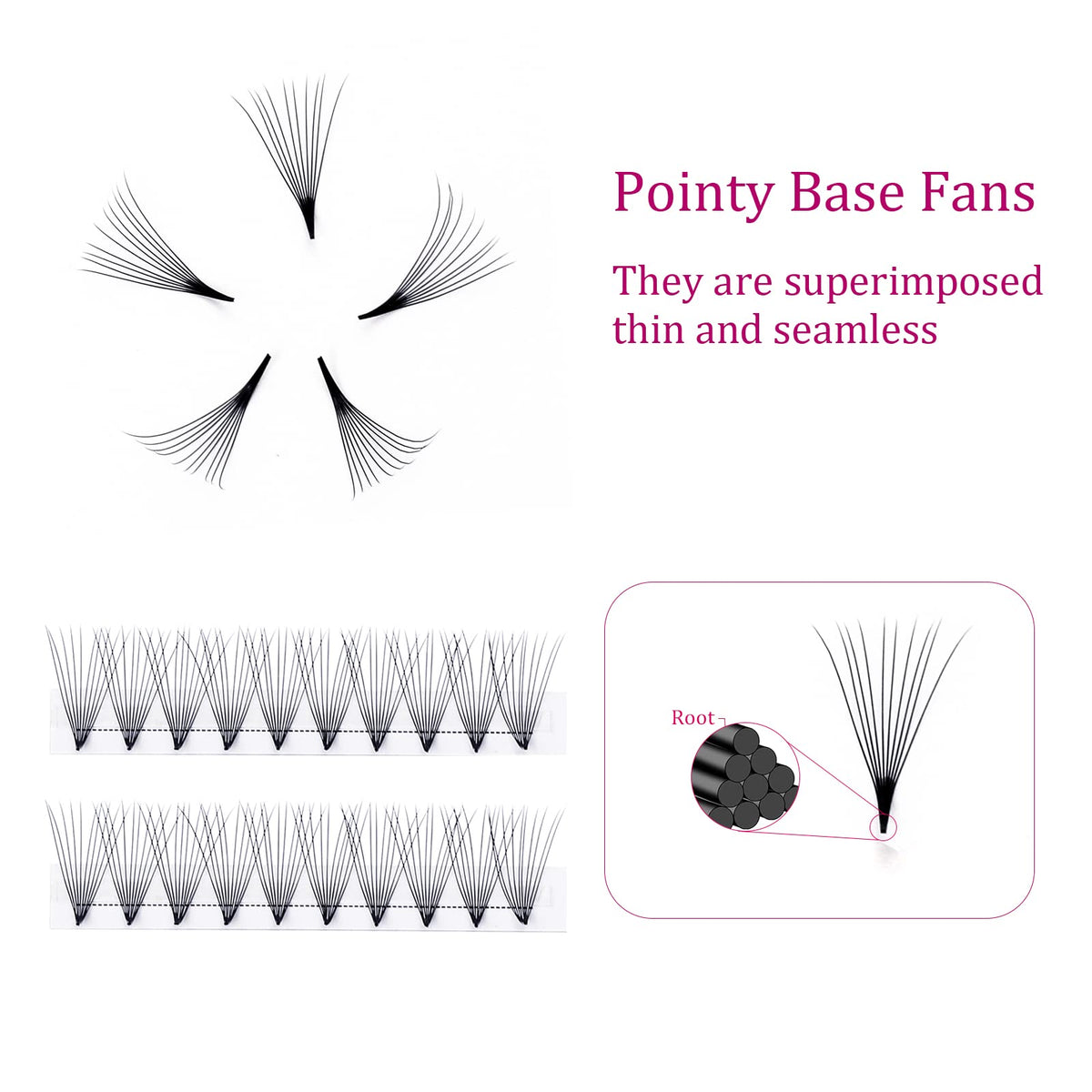 FADLASH Volume Lash Extensions 10D Premade Russian 0.07 C Curl 8-14mm Mixed Pre Made Russian Lashes Volume Lashes Pre- Made Fan Lashes（10D-0.07-C-MIX(8-14)）