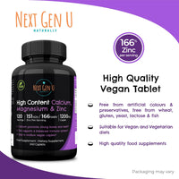 NGU Next Gen U Calcium Magnesium Zinc - Essential Mineral Supplement - 240 Vegan Caplets - for Immune Support and Bone Strength - for Adults Women and Men - by NextGenU