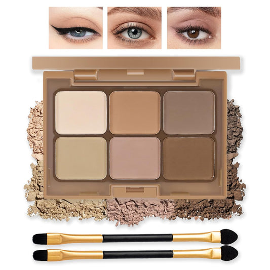 Generic Neutral Nude Eyeshadow Palette – 6 Highly Pigmented Matte & Shimmer Shades, Waterproof, Long-Lasting, Blendable, Includes Brushes – Perfect for Mature Skin & All Skin Tones