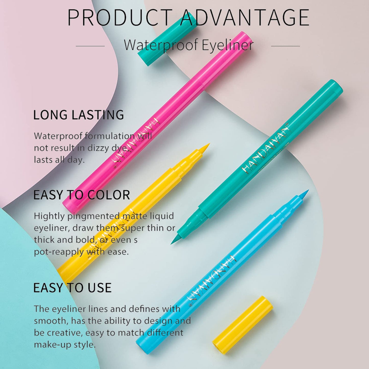 RenhuangFuxi Coloured Eyeliner, Royal-Blue Eyeliner, Waterproof Liquid Eyeliner All Day Long-Lasting Eye Liners, Highly-Pigmented Colourful Eyeliner for Eye Makeup, Black, White(Only Royal-Blue)
