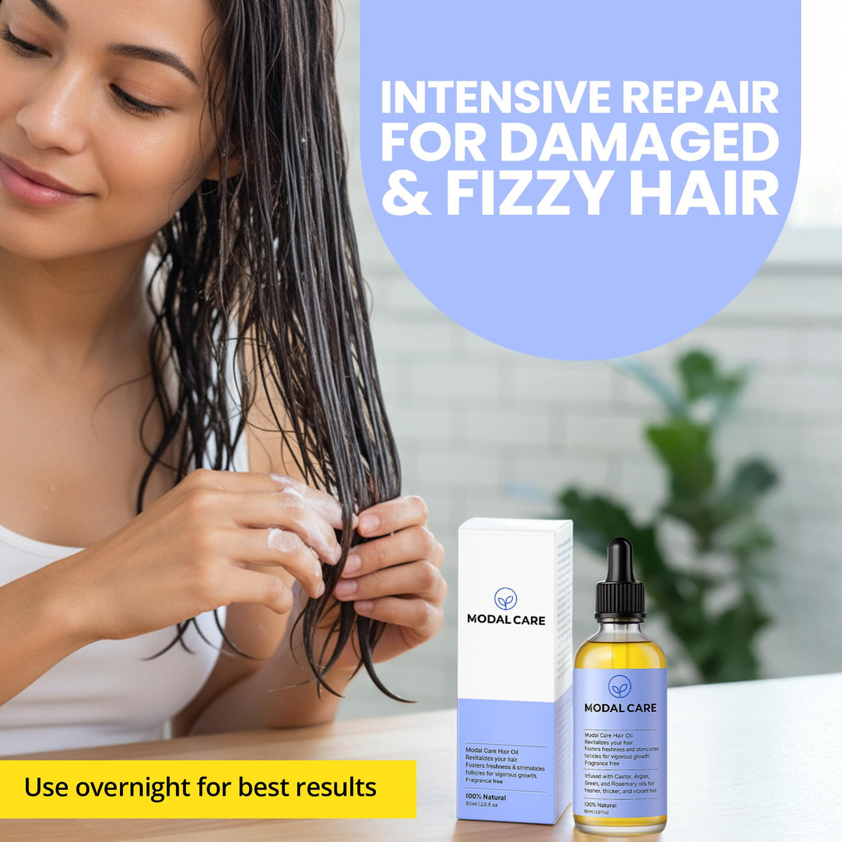 Modal Care Caffeine Hair Growth Oil for Afro & 4C Hair | Natural Follicle Stimulant with Rosemary & Green Coffee | Vegan High-Density Restoration for Thinning Hair & Receding Hairline (60ml)