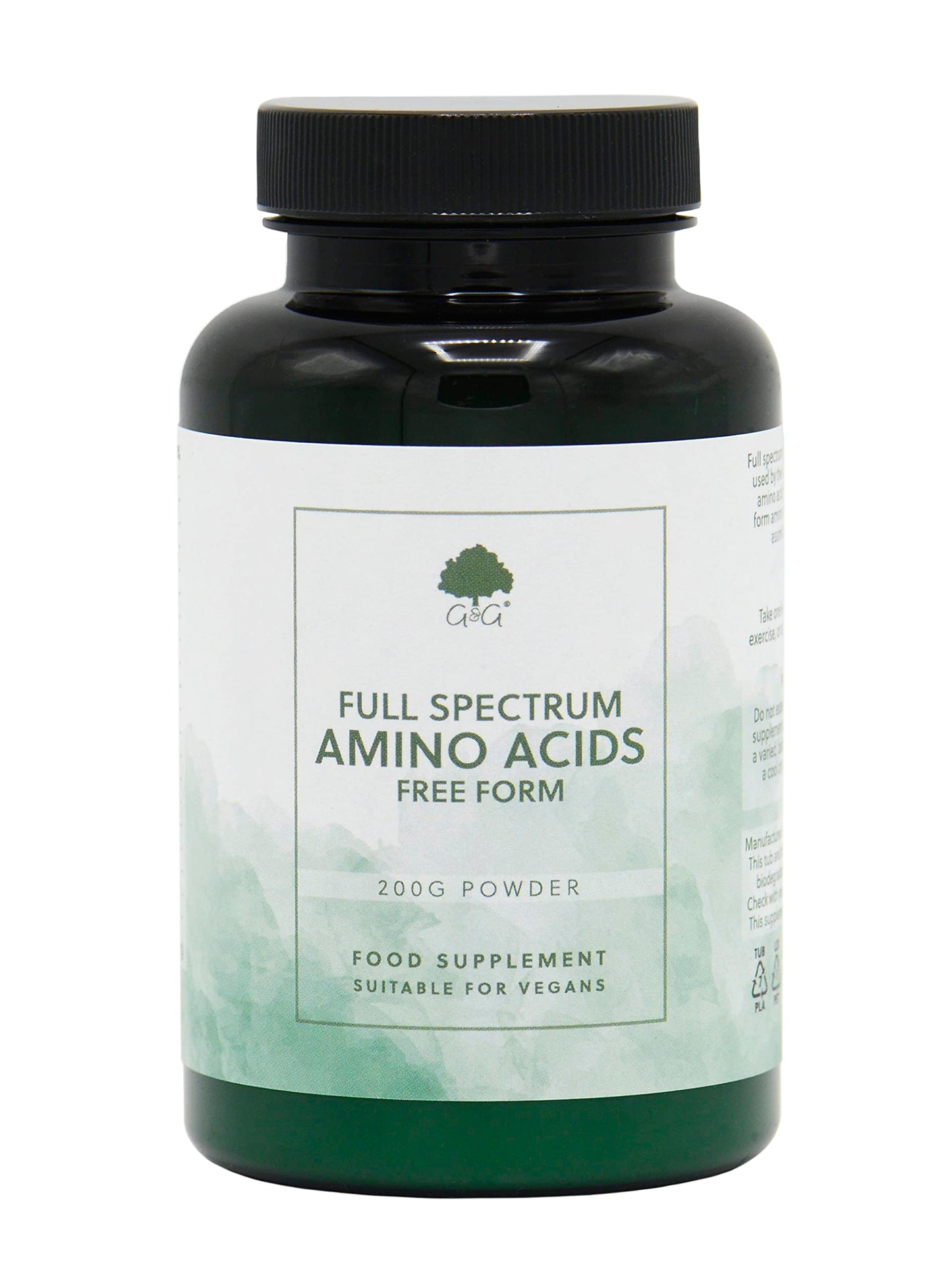 Full Spectrum Amino Acid Powder | BCAA | Vegan Free Form Amino Acids | 200g Powder | G&G Vitamins