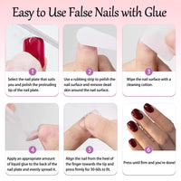 NLFOX 24Pcs French Tip False Nails Short - Press on Nails - Fake Nails with Glue - Nude White Stick on Nails - Full Cover Acrylic Square False Nail Tips for Women Girls Nail Art