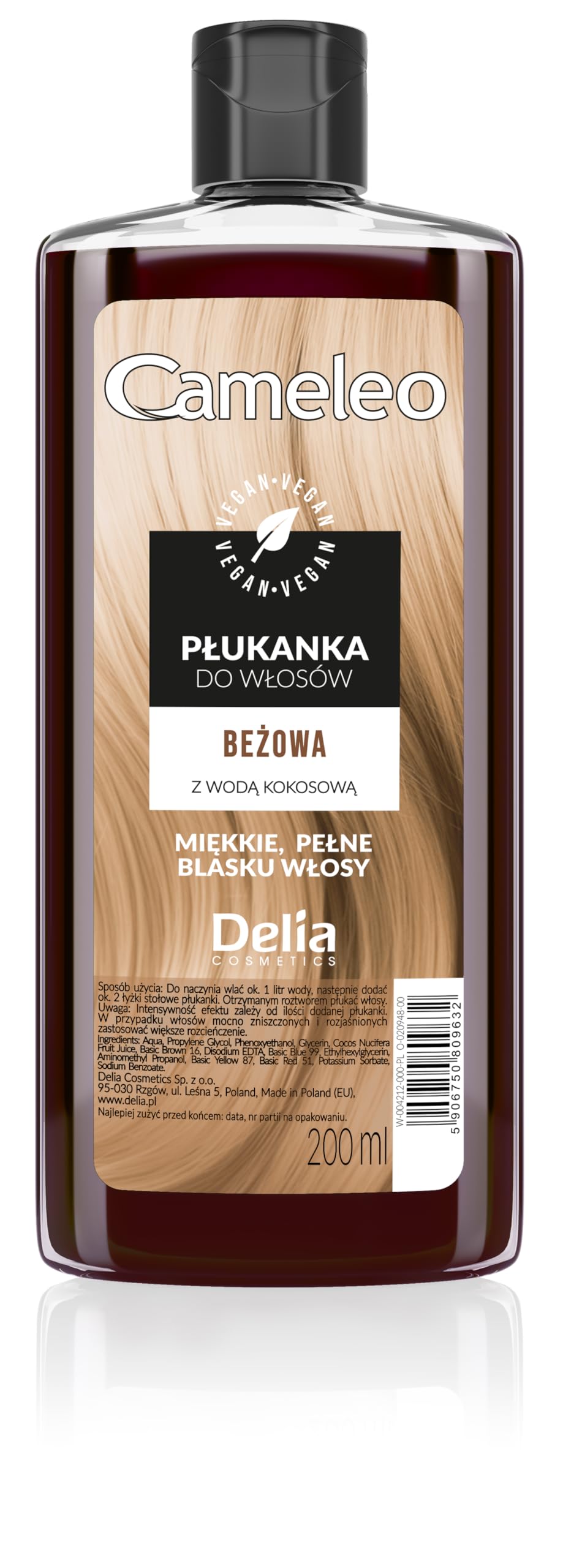 Cameleo – Hair Toner with Coconut Water – Beige – NO Yellow Shades, Tones – Semi-Permanent Hair Dye – For Blonde, Grey Hair – Colour & Care – Paraben-Free – 200ml