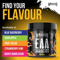 Warrior EAA Amino Acids Powder, 360g – Essential Amino Acid Supplements for Intra Workout & During Exercise, Muscle Post-Training Recovery Drink, EAAs Hydration Support, 30 Servings, Fruit Salad