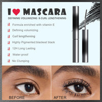 MINSHZEE Black 3D Waterproof Hairless Mascara, Washable Ultra-thin Metal, Long Lasting Curl, Curling Mascara, Waterproof Curling Brush, Long Lasting Hairless, Washable Lengthening