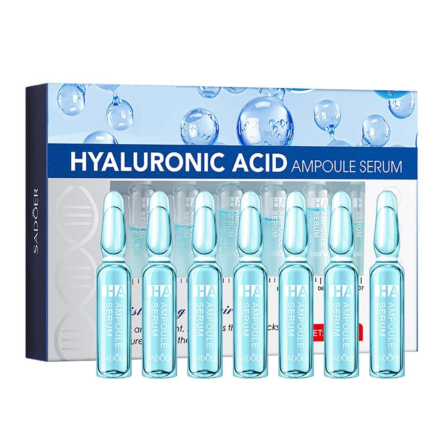 Hyaluronic Acid Concentrated Ampoules for Deeply Moisturized Skin - 7x2ml Serum for Women & Men