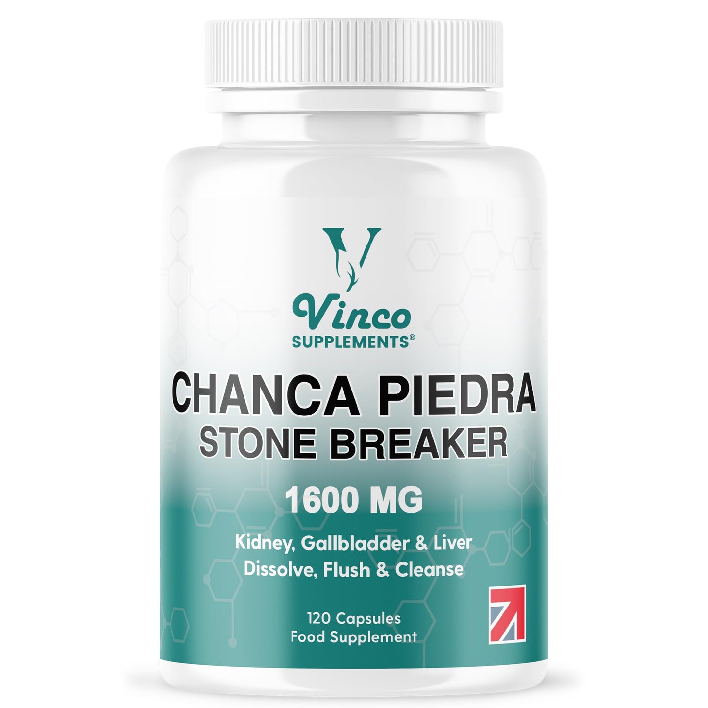Vinco Supplements Vinco Chanca Piedra Capsules - Stone Breaker -1600mg – 120 Capsules - Peruvian Source - Kidney Stone Crusher Gallbladder Support - Dissolve, Flush & Cleanse - Made in The UK