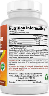 Best Naturals Bee Pollen Complex 1000 Mg 120 Tablets (120 Count (Pack of 2))