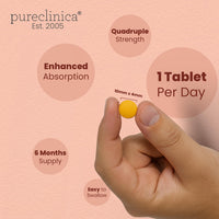 Pureclinica Turmeric Curcumin - 1100mg x 360 Tablets (2 Bottles of 180) - w/ 95% Curcumin and 5mg Black Pepper Extract