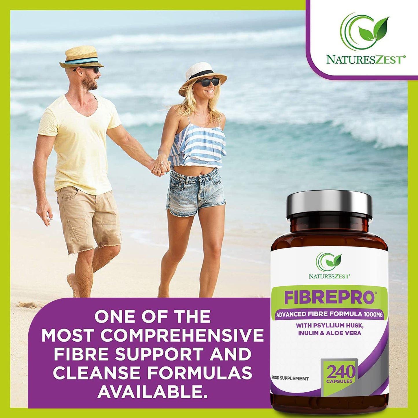 Fibre Pro 1000mg - Fibre Supplement - Psyllium Husk Capsules - Prebiotic Fibre with Psyllium Husk, Inulin, Aloe Vera & Flaxseed – Psyllium Husk Fibre - UK Made - 4 Month Supply - Packaging May Vary