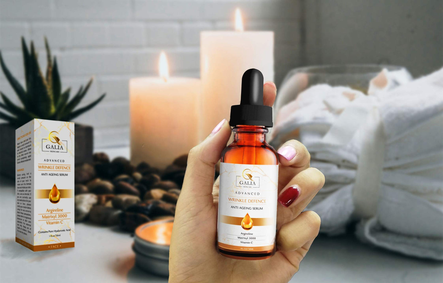 Galia Skincare POWERFUL Anti Aging Face Serum: Matrixyl 3000 + Argireline Peptide + Vitamin C Serum with Organic Hyaluronic Acid, Serum for Wrinkles, Fine Lines, Sun Spots, Most Powerful Triple Combination