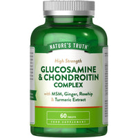 Glucosamine and Chondroitin High Strength | Complex with Glucosamine Sulphate 2KCl, MSM, Ginger, Collagen, Rosehip & Turmeric | 60 Tablets | Nature's Truth