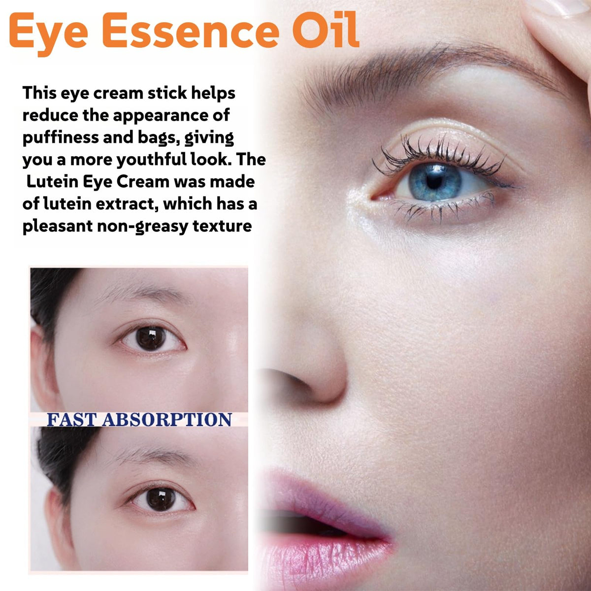 Jinjiar Rollerbal Lutein Eye Essence Oil,Vitamin C Lutein Eye Essence Oil,Lutein Anti-Wrinkle Esse-nce O-il,E-ye Bags Remover,Ey-e Cream for Dark Circles,E-ye Cream for Wrinkles,Ey-e Serum for Dark Circles