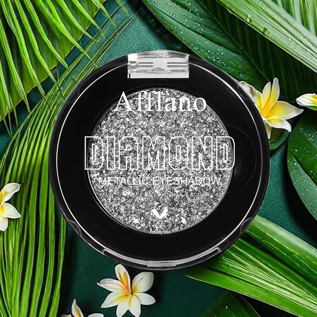 DE'LANCI Silver Gray Glitter Eye Shadows Make up,Silver Metal Pressed Powder Eyeshadow,Shimmer Silver Grey Eyeshadow,Highly Pigmented&Waterproof, Long Wearing,Vegan&Talc Free #11