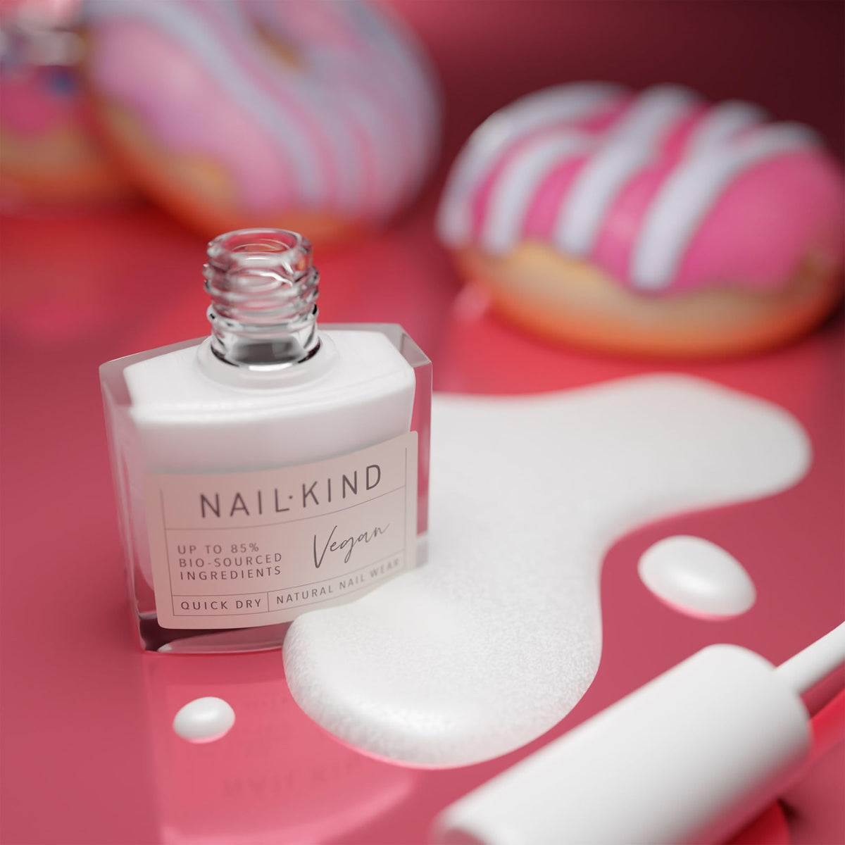 NAILKIND White Nail Polish Glazed Donut 8ml Vegan Nail Varnish – Classic White Finish, Quick Drying Long Lasting Chip Resistant Manicure, Low Chemical Formula, PETA & Halal Certified, NailKind