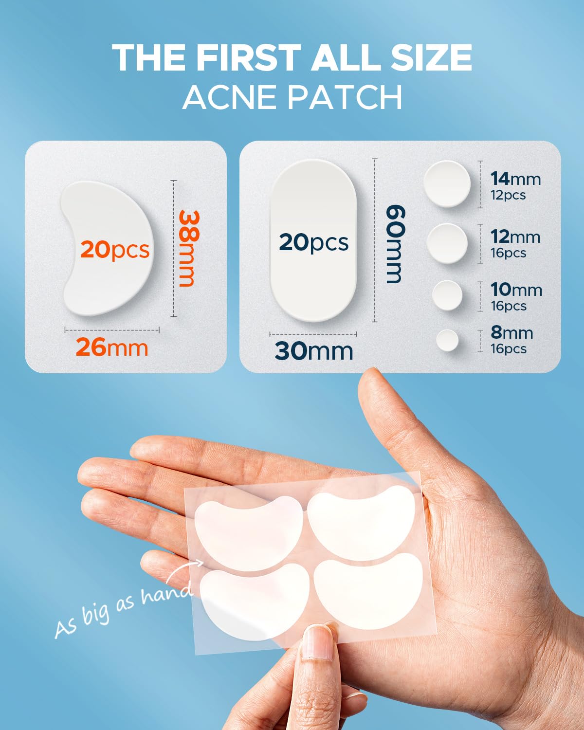 LitBear Pimple Patches, Large Acne Patches for Face, Chin, or Body, Acne Spot with Tea Tree & Calendula Oil, Hydrocolloid Bandages for Acne Skin (100 Patches)