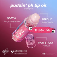 Lottie London x Harley Quinn Puddin’ pH Color Changing Lip Oil in Pink, Nourishing lip oil to adapt to the natural pH in your lips for a unique flush of color