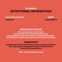 Get More Vits - Vitamin D3 Tablets (90 Tablets), 90 1,000IU Servings Per Bottle, Strengthens Bones, Teeth & Muscles, Promotes Calcium Absorption & Improves Immune System, Vegetarian, Food Supplement