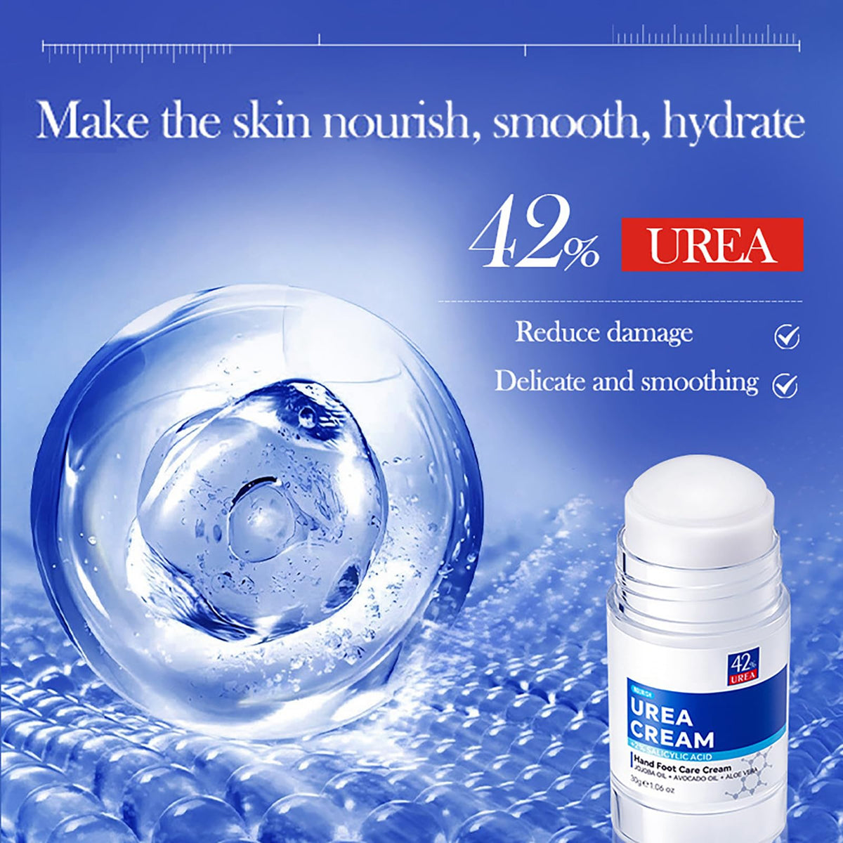OKAQEE Urea Cream 42 Percent for Feet - Urea Foot Moisturiser with Salicylic Acid & Avocado Oil - Urea Foot Cream for Cracked Heels and Dry Skin - Foot Callus Remover Cream for Hard Skin - Fast Absorbing