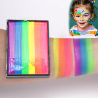 Mikloven Rainbow Face Paint Kit, 6 Vibrant Colors, Water-Soluble Body & Face Makeup for Theatre, Carnival, Cosplay, Hypoallergenic Quick-Dry Formula, Easy to Wash Off, 50g